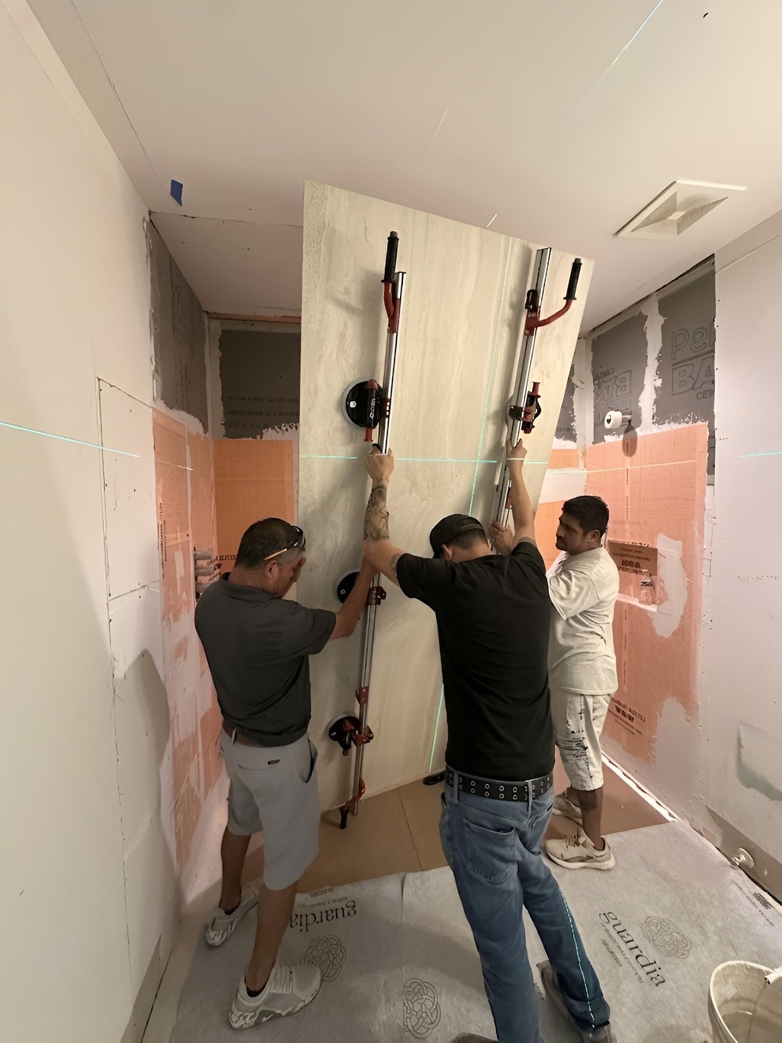 Crews working on a project